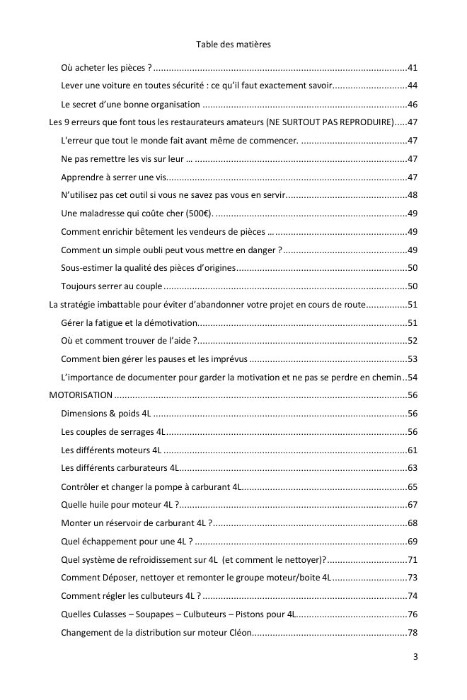 Table des matières (2/6) : tout ce que couvre le guide