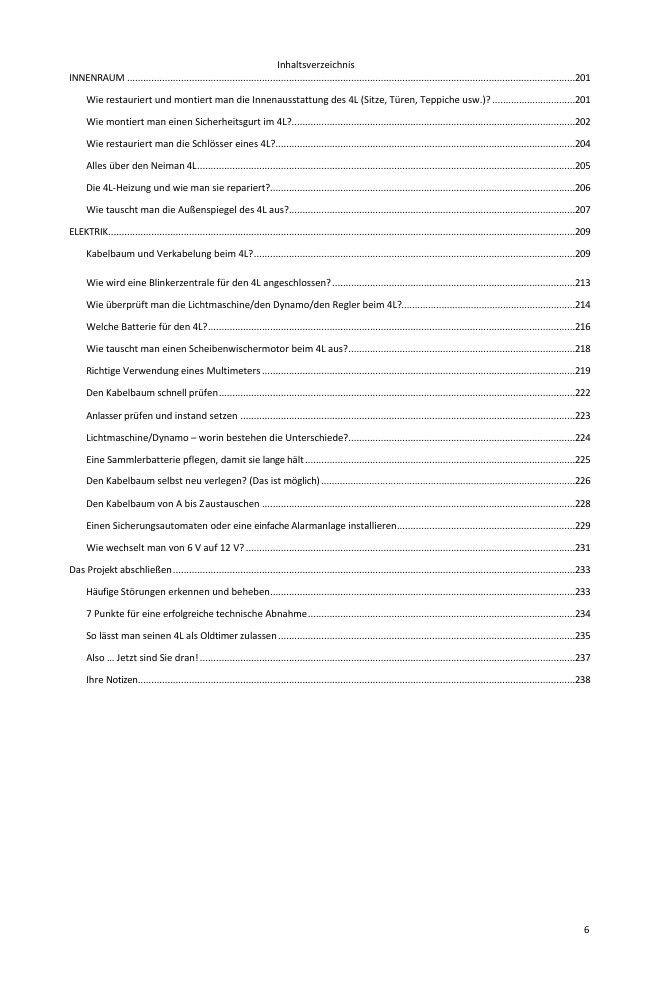 Inhaltsverzeichnis (5/5): alles, was der Leitfaden abdeckt