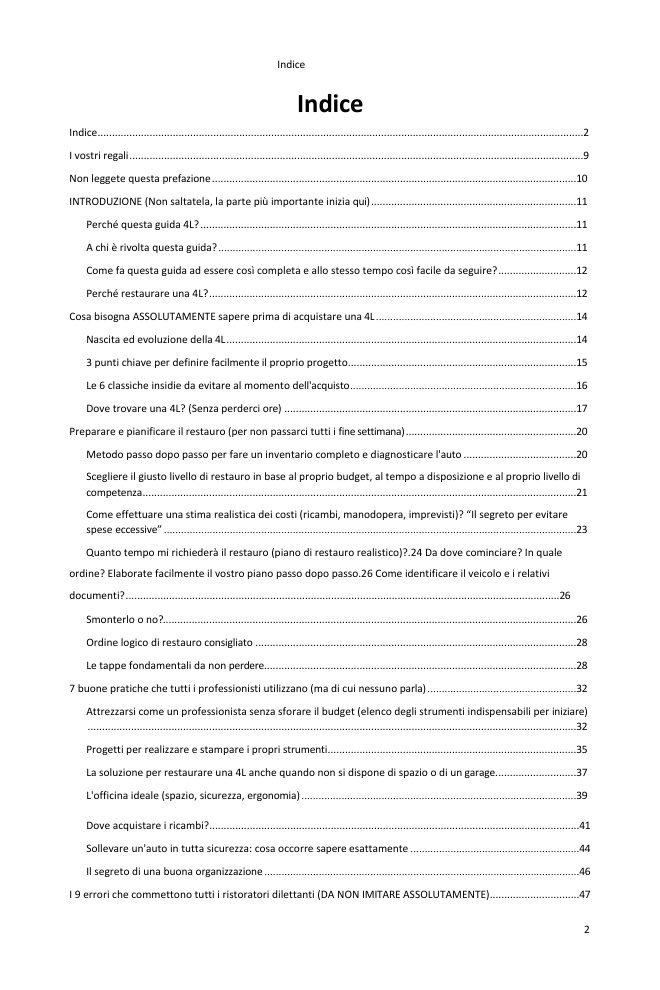 Indice (1/5): tutto ciò che la guida tratta