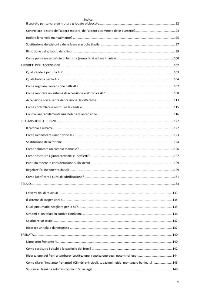 Indice (3/5): tutto ciò che la guida tratta