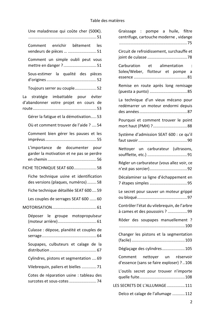 Table des matières (2/4) : tout ce que couvre le guide