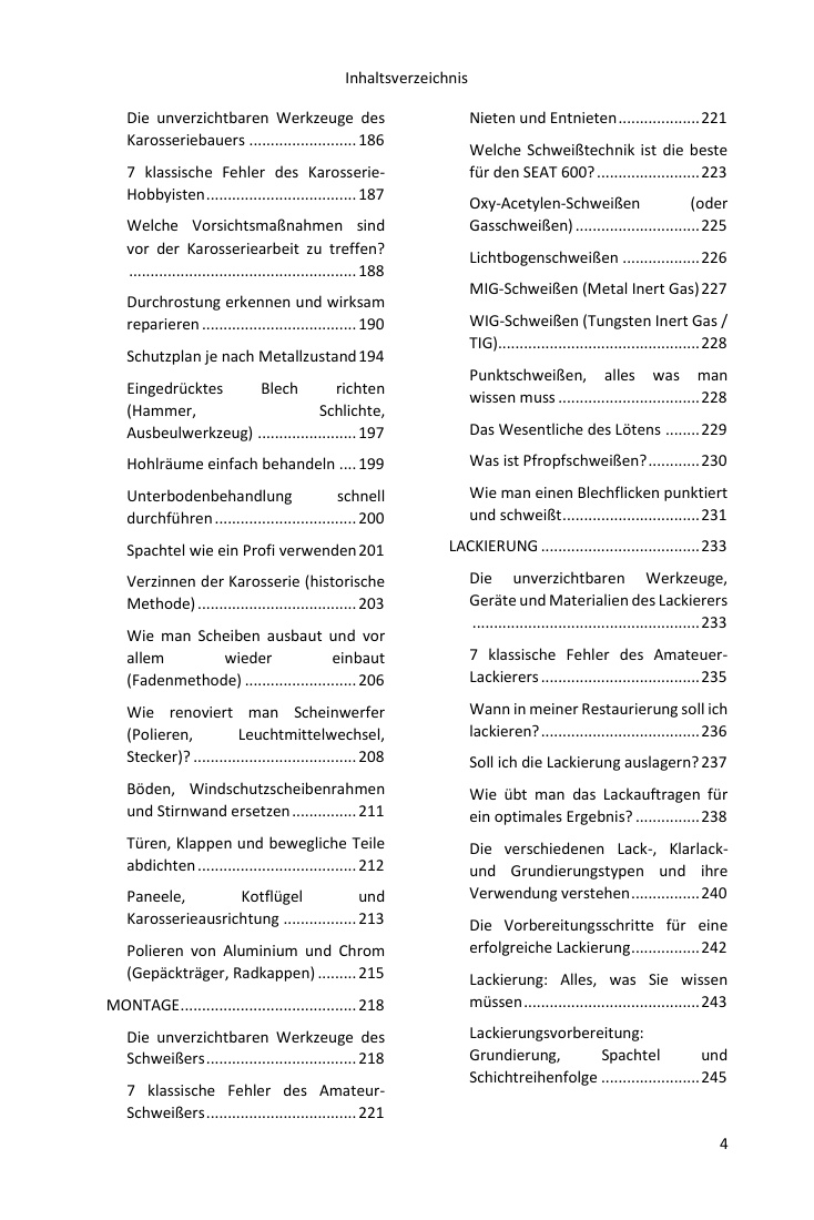 Inhaltsverzeichnis (4/4): alles, was der Leitfaden abdeckt