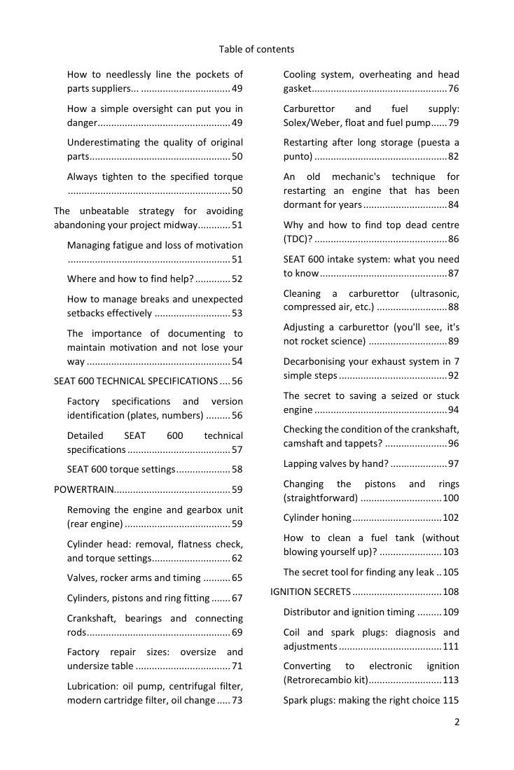 Table of contents (2/4): everything the guide covers
