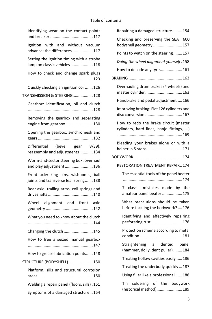 Table of contents (3/4): everything the guide covers