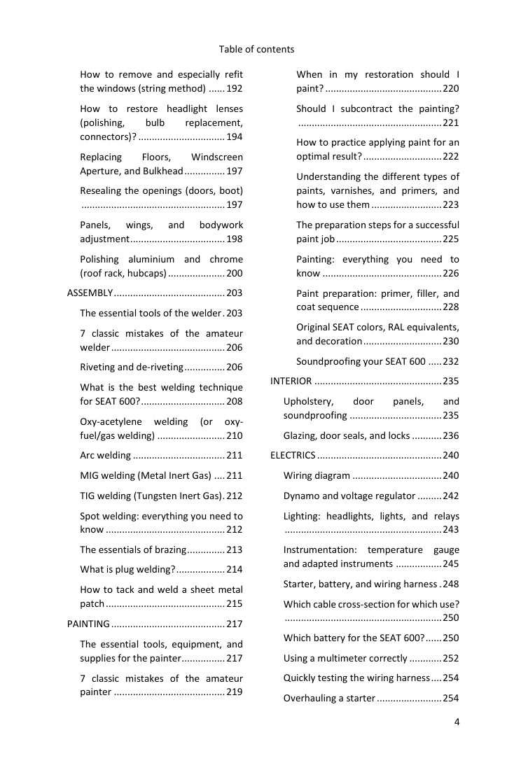 Table of contents (4/4): everything the guide covers