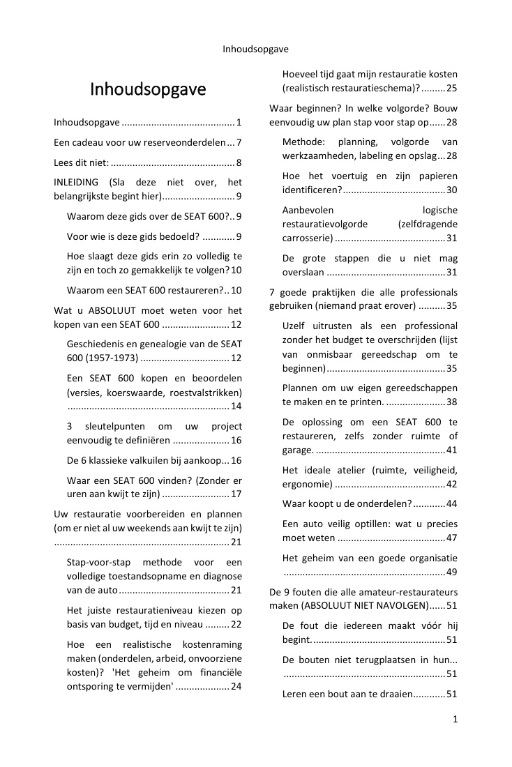 Inhoudsopgave (1/5): alles wat de gids behandelt