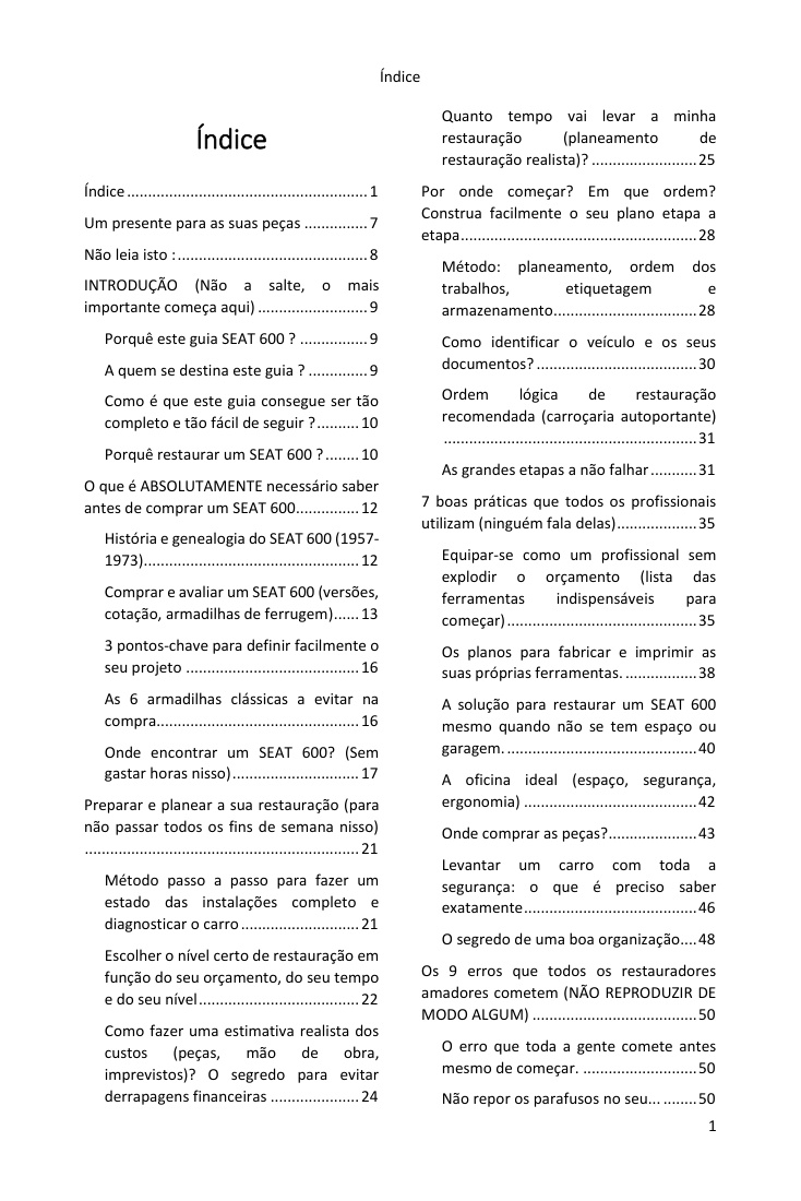 Índice (1/5): tudo o que o guia abrange