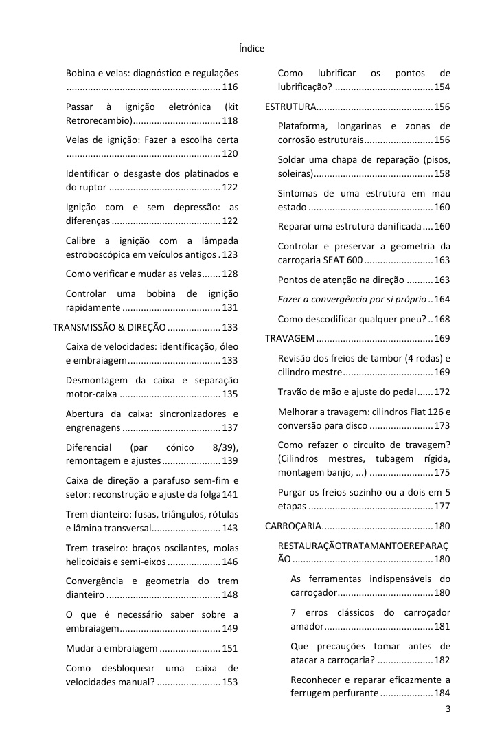 Índice (3/5): tudo o que o guia abrange