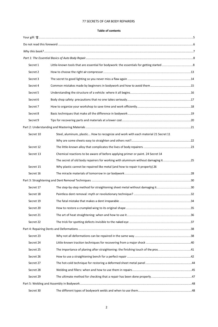 Contents (1/3): the 77 secrets