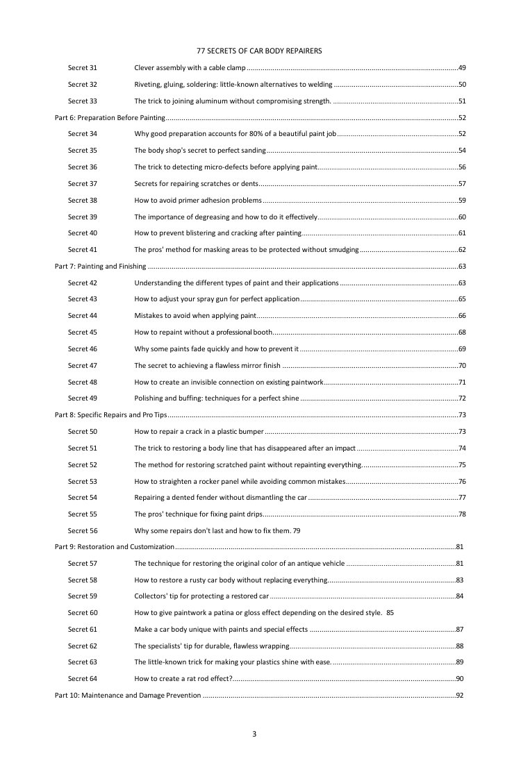 Contents (2/3): the 77 secrets