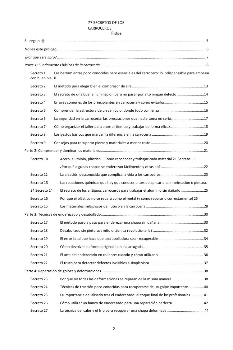 Índice (1/3): los 77 secretos