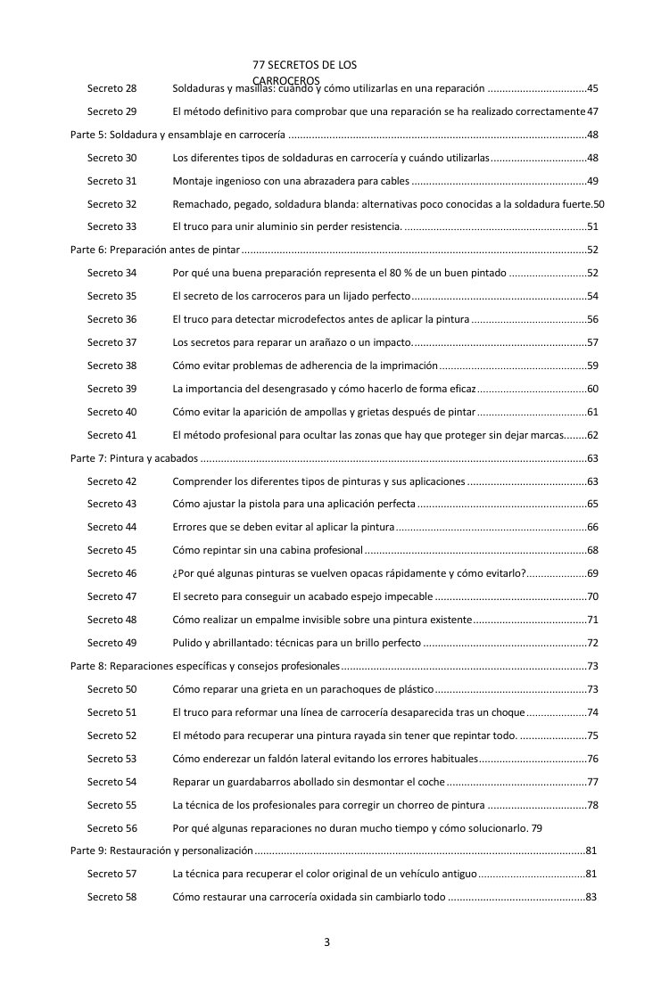 Índice (2/3): los 77 secretos