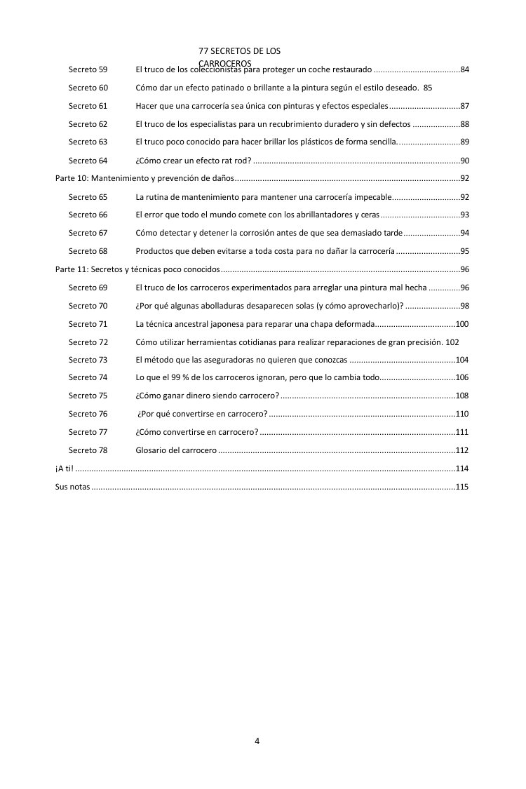 Índice (3/3): los 77 secretos