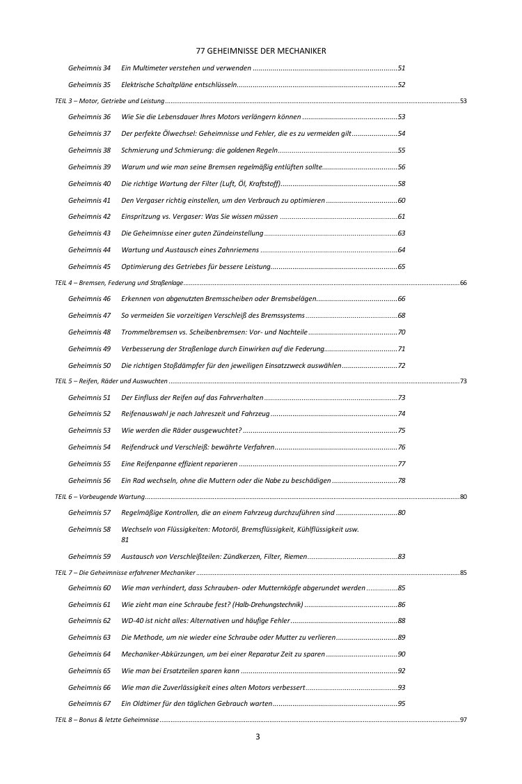Inhalt (2/3): die 77 Geheimnisse