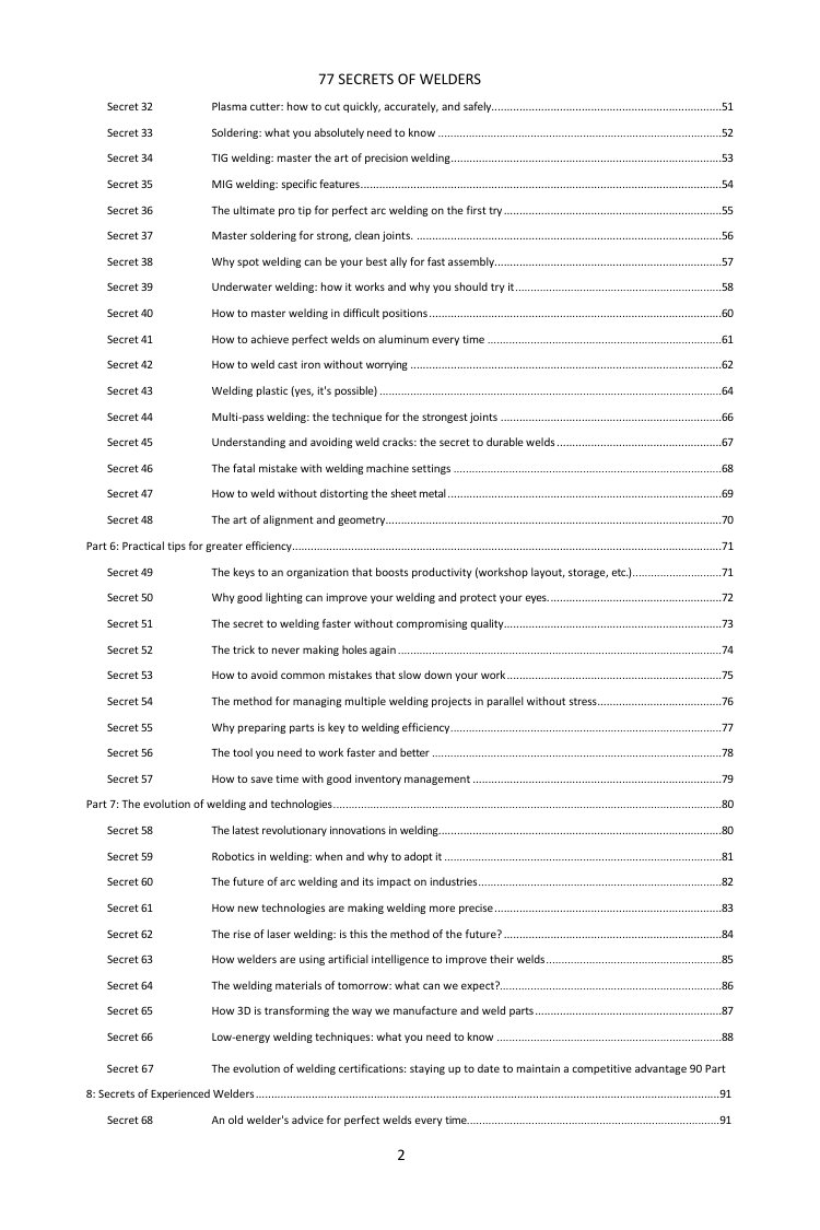 Contents (2/3): the 77 secrets