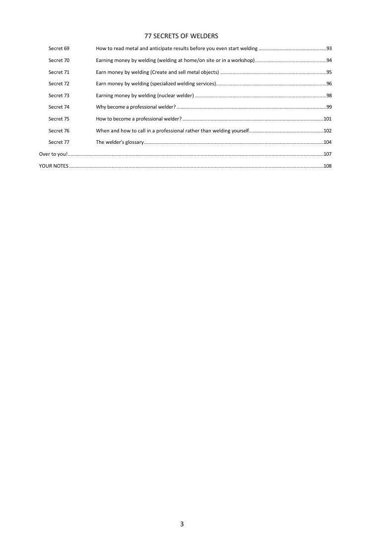 Contents (3/3): the 77 secrets