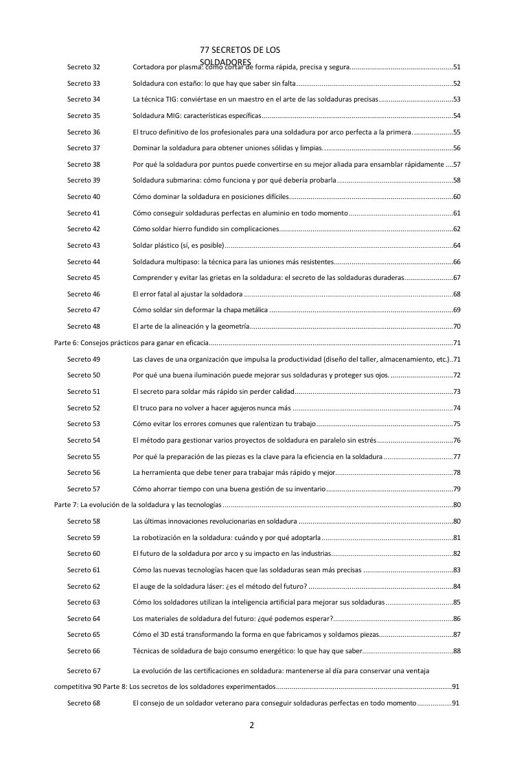 Índice (2/3): los 77 secretos
